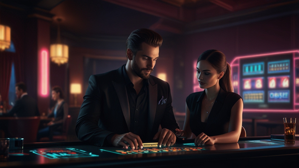 Formulaire d’inscription WinBit sur tablette dans un décor de casino sombre